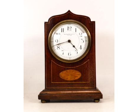 Sir John Bennett Ltd Edwardian Inlaid Mantle Clock, height 22cm 