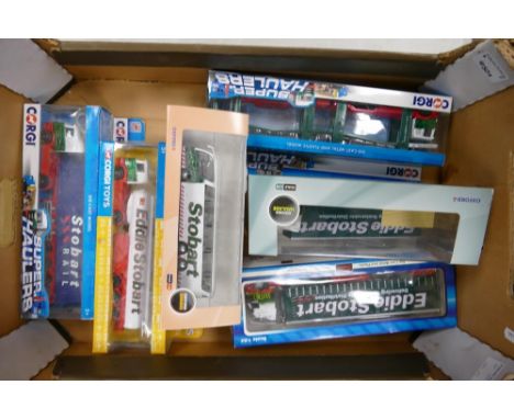 A collection of Corgi , Saico &amp; Oxford Eddie Stobart Die Cast Models to include Scania Bus, Truck &amp; Trailer, Tanker, 