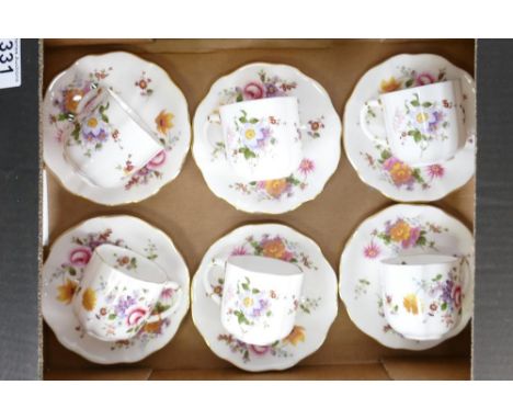 Royal Crown Derby Posies Patterned Set of Six Cups &amp; Saucers 