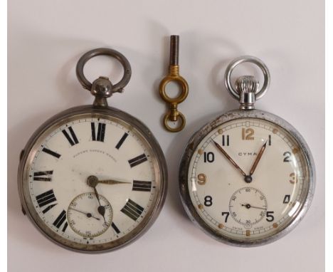 Victorian large hallmarked silver cased gents English lever pocket watch &amp; key by CB Edwards Bulwell (Nottingham), not wo