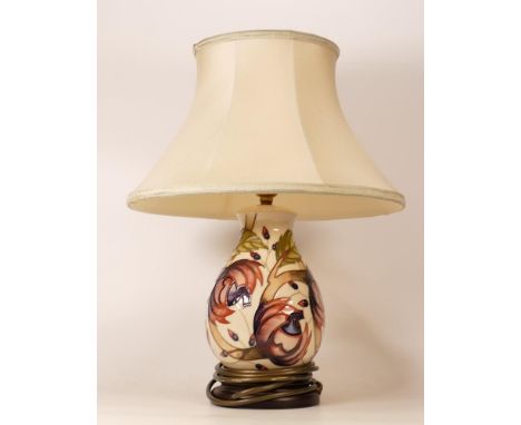 Moorcroft Pirouette lamp base with original shade. Height including shade 44cm. Boxed 