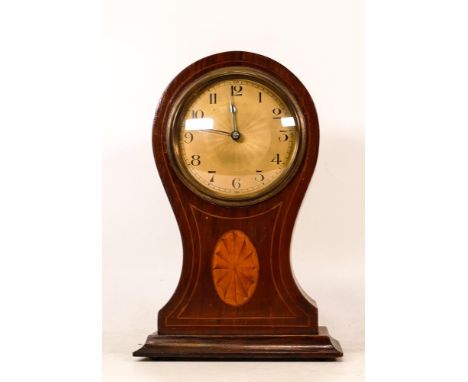 French Early 20th Century Inlaid Mahogany Mantle Clock, height 21.5cm 