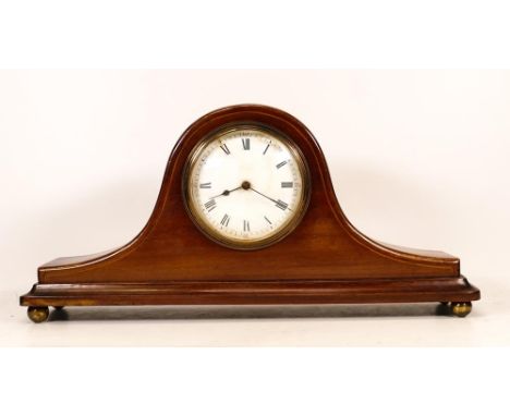 A Late Victorian Napoleon Hat Shaped Mantle Clock on Brass Bun Feet. Height: 16.5cm 