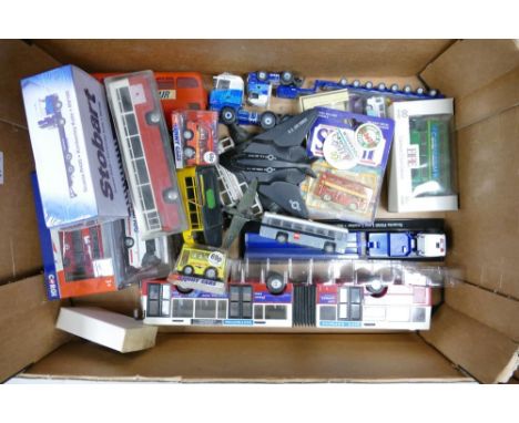 A mixed collection of vintage toys to include Corgi &amp; similar model toy buses, ERTL branded military planes, collectable 