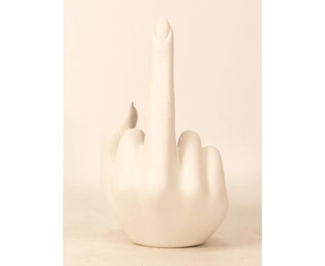 Anissa Kermiche candlestick in the form of a hand with a raised middle finger 'French For Goodnight', 16cm 