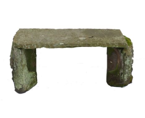 Vintage Sandstone garden bench with repurposed stone uprights. Length 90cm 