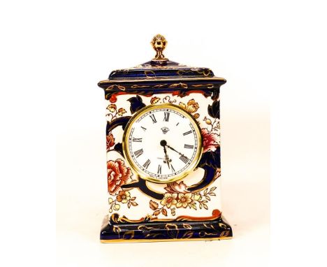 Masons Blue Mandalay Patterned Mantle clock, height 20cm 