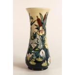Moorcroft plaque decorated with a pair of birds in fruit tree. Signed by Rachel Bishop. 39.5cm x