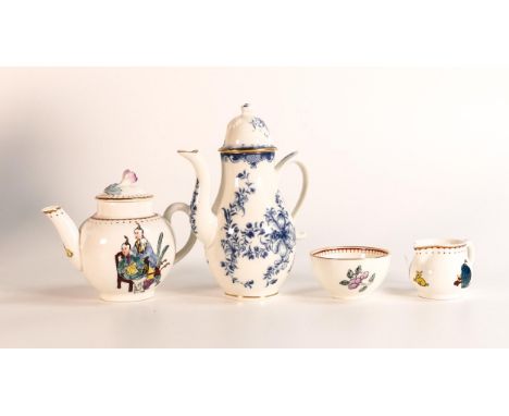 Royal Worcester miniature tea ware including a blue and white coffee pot and a Tea for One set, comprising tea pot, sugar bow