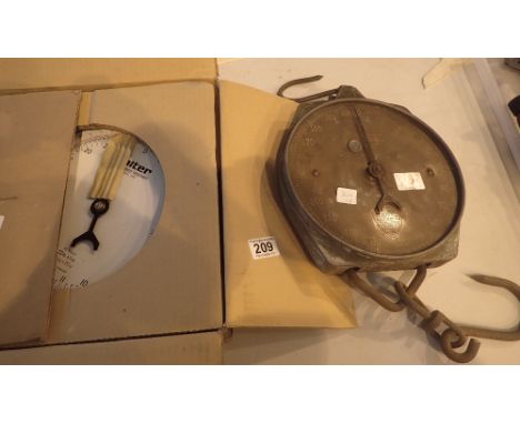 Boxed and unused 20kg Salter scale and 20016 Salter hanging scale