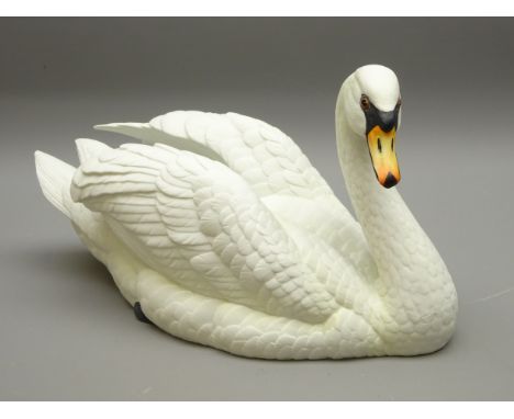 Goebel limited edition bisque porcelain 'Mute Swan' L34cm    Condition Report   Click here for further images, condition, auc
