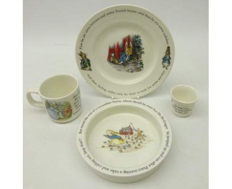 Four pieces of Wedgwood Peter Rabbit ceramic nursery ware with the original box (4)   Condition Report   Click here for furth