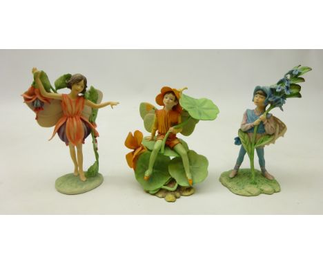 Three Border Fine Arts Flower Fairies; 'Nasturtium', boxed, 'Bugle' and 'Fuchsia' (3)   Condition Report  Nasturtium - small 
