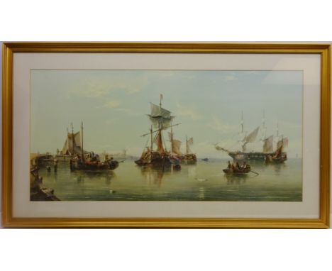 'Calm on the Humber', 20th century colour print after Henry Redmore (British 1820 - 1887) 50cm x 93.5cm    Condition Report  
