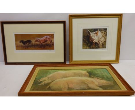 'Sausage Dog', ltd ed. colour print No.207/850 signed in pencil by Nick Cawston, Pig Portrait, ltd.ed print No.8/500 signed i