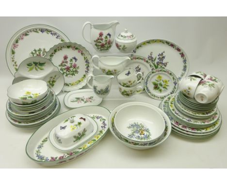 Royal Worcester 'Worcester Herbs' part dinner and teaware in two boxes   Condition Report   Click here for further images, co