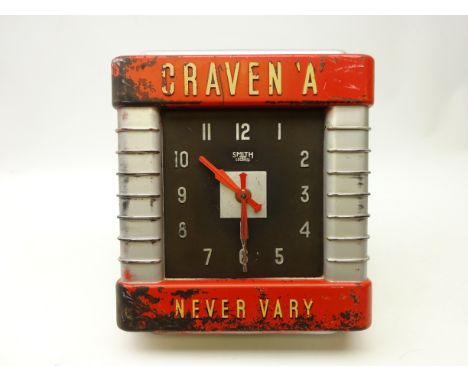 Mid 20th century Smith's Sectric bakelite advertising wall clock 'Craven A, Never Vary', red hands and electric movement to r