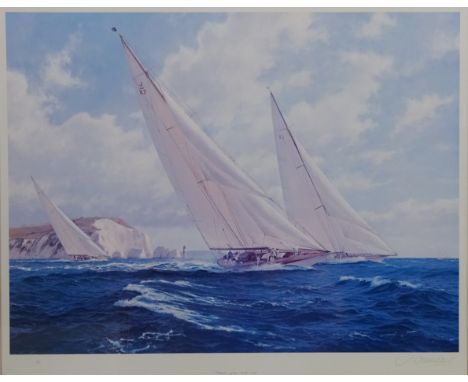 'Velsheda off the Needles, 1935', limited edition colour print No.116/500 signed in pencil by John Steven Dews (British 1949)