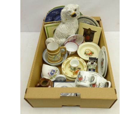 Royal Doulton 'Bunnykins' baby plate, another similar baby plate, Wedgwood Peter Rabbit ceramics, two 19th century Henry Chap