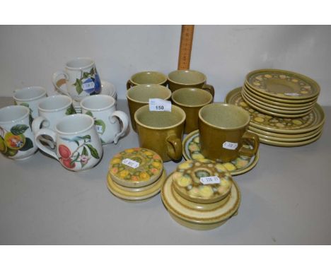 Quantity of green glazed tea wares together with a quantity of Portmeirion cups and saucers