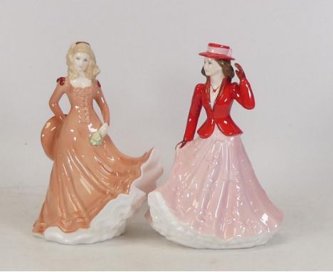 Royal Worcester lady figures to include October and August, boxed. (2) 