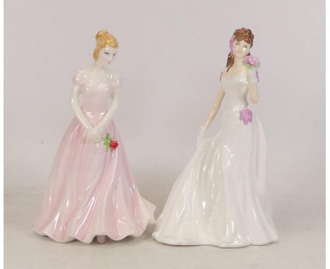 Royal Worcester lady figures to include The Bride and The Rose, boxed. (2) 