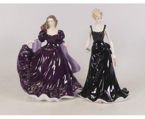 Royal Worcester lady figures to include December and February, boxed. (2) 