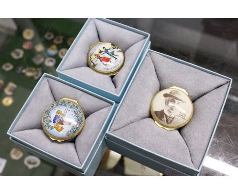 Three small Halcyon Days enamel boxes.