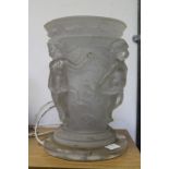 A Lalique style frosted perspex lamp base.