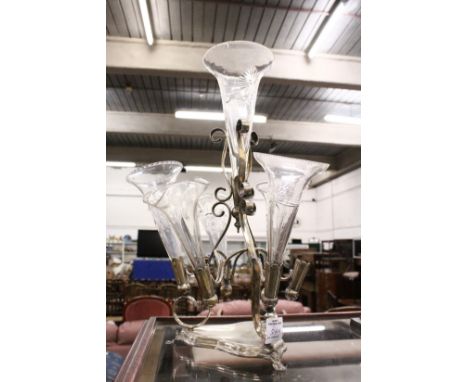 A plated and cut glass epergne (alterations).