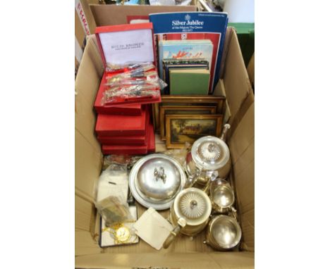 A plated tea service, miscellaneous collectables.