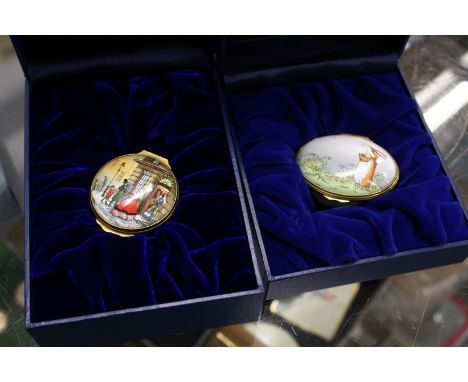 Two Halcyon Days enamel boxes.