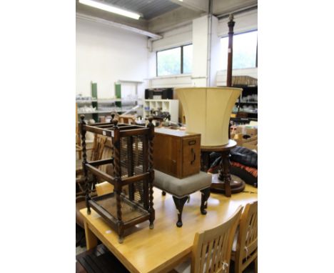 A barley twist stick stand and other items.