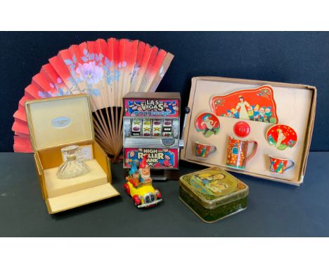 A Corgi Toys Noddy Car;  High Roller money bank; Mazawattee Tea tin;  Tin plate duet set, boxed;  a Baccarat crystal Jean Pat