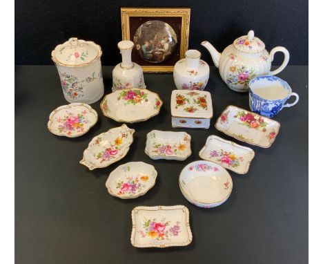 Ceramics - Royal Crown Derby Posies pattern trinket dishes, Royal Albert Old County Roses;  Aynsley Pembroke jar and cover et