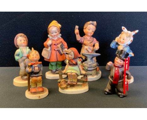 A Goebel Hummel figure Toothache;  others Chimney Sweep, etc;  similar Freidel models (7) 