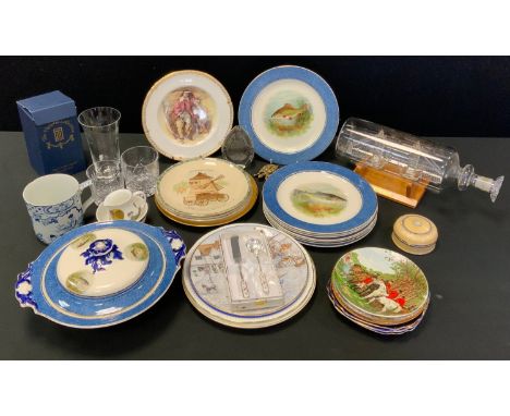 Ceramics -a part Fish dinner service;  Royal Worcester collectors plates;  Chelsea Flower Show plate;  etc 