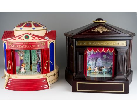 Two Mr Christmas The Nutcracker Suite ballet theatre productions, one in a mahogany coloured shaped octagonal case, height 31