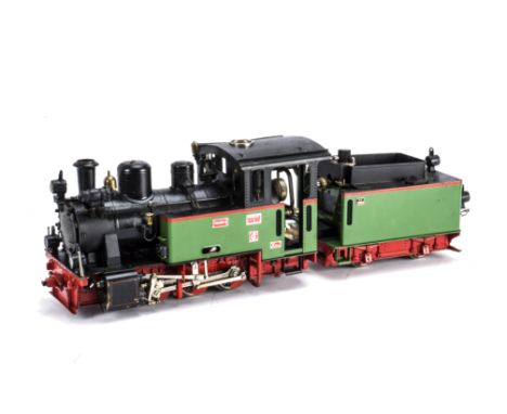 An Aster G Scale Live Steam Continental Henschel 0-6-0 Locomotive and Tender, finished in green with red trim as no K33.6 'Fr