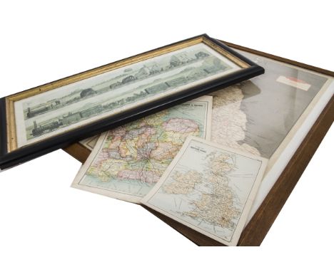 Railway Maps and Carriage Prints, framed and glazed examples including, 1949 BR network map of the British Isles, previously 