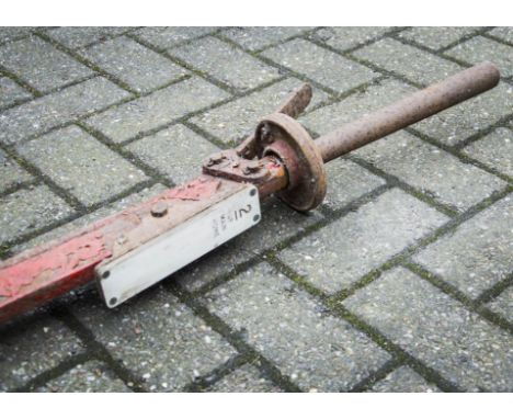 Railway Signal and Signs, a cast iron signal lever with acrylic panel Two Up Main Home, rusted with residues of red paint , 7
