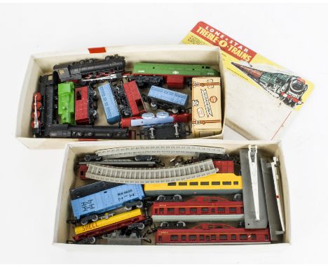 Lone Star 000/N Gauge Push-a-long Locomotives and Rolling stock, comprising three Baldwin 0-8-0, Locomotives, green Single en