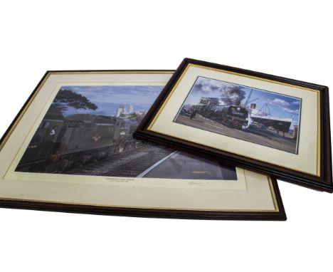 B J Freeman 'Crossing at Corfe Castle'  and other Prints, three framed and glazed prints comprising Crossing at Corfe Castle 