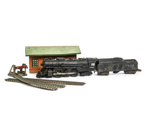 Lionel American 0 Gauge 3-rail 4-6-4 'Hudson' Locomotive Tender and Accessories, the locomotive no 2046 in plain black with 2