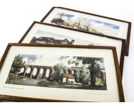 Carriage Prints, a group of framed and glazed original post war carriage prints depicting English Views by Jack Merriott, Hor