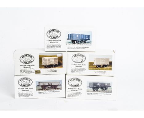 Parkside Dundas Plastic 0 Gauge Wagon Kits, boxed group of ten comprising, PS14 BR Grampus ballast wagon (3), PS104 BR coal h