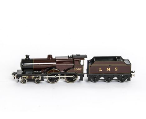 A Bassett-Lowke 0 Gauge 3-rail LMS 'Compound' Locomotive and Tender, in LMS crimson as no 1082, with later-type DC motor, VG-