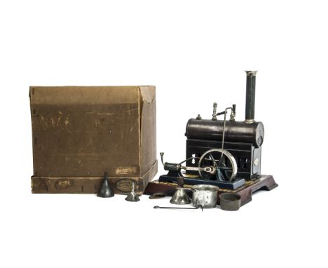 A Boxed Märklin for Gamages Spirit-fired Stationary Steam Plant, on tile-printed metal base measuring approx 9in square, with