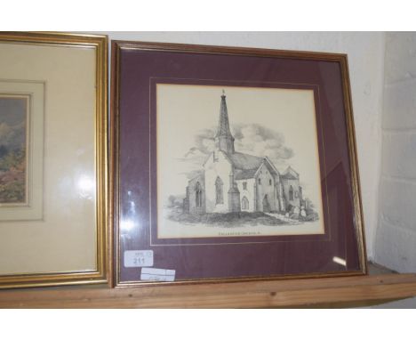 PRINT OF HELLESDON CHURCH BY LADBROKE AND FURTHER PRINT OF EATON CHURCH