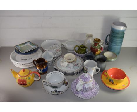 CHINA WARES, SOME POOLE POTTERY AND A CLOISONNE VASE ETC